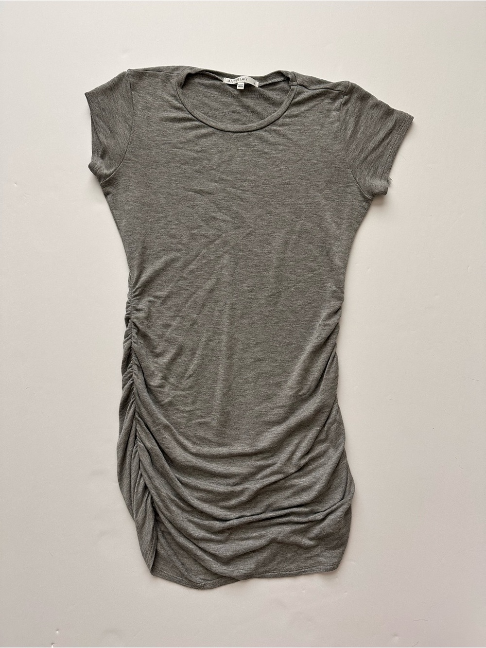 ANTISTAR Casual Gray Ruched Side Mini Dress